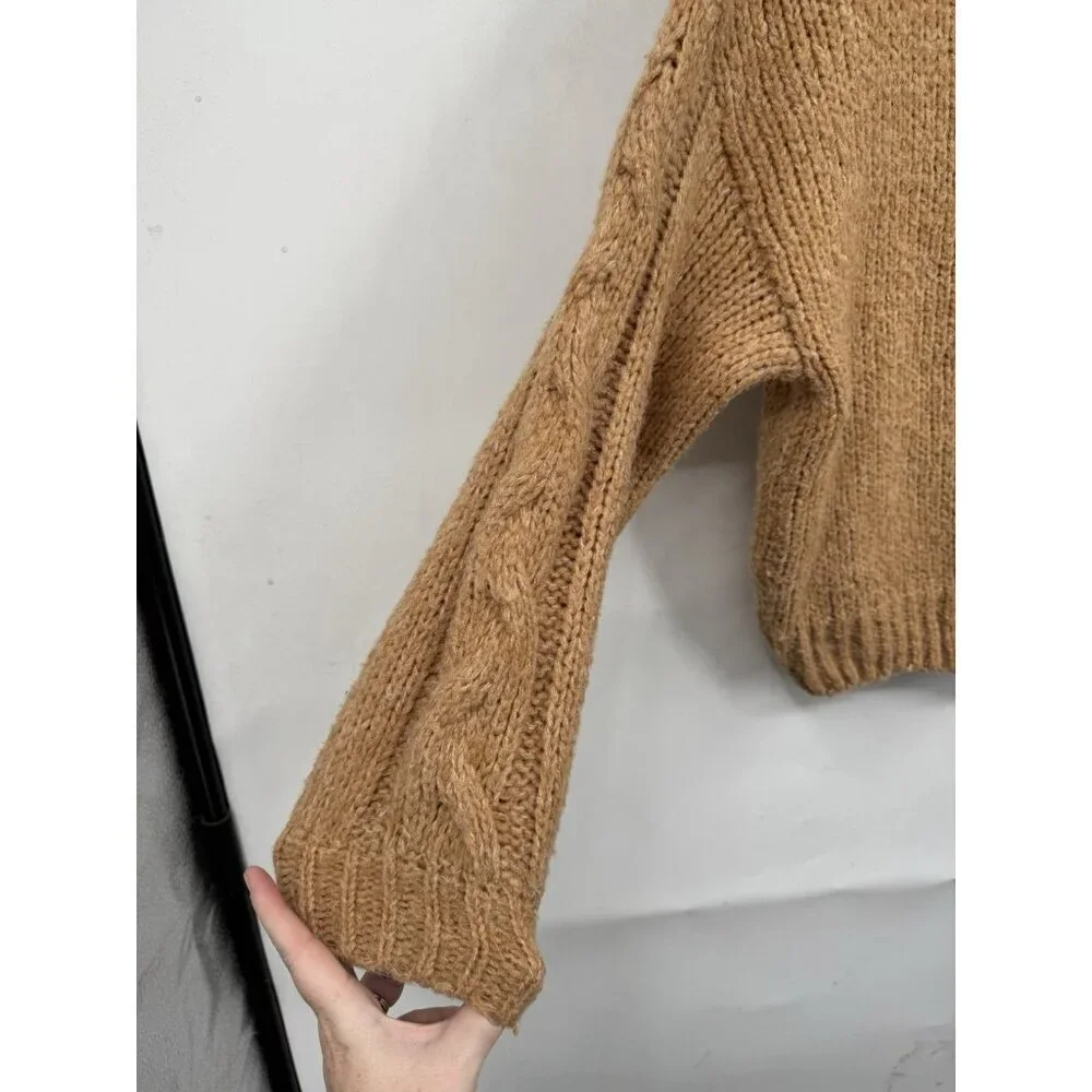 Petal + Pup Pullover‎ Mock Neck Sweater Women S/M Golden Tan Granolagirl Boho